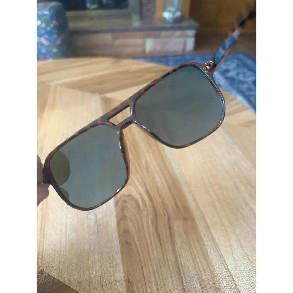 6/$25 Brown Tortuous Shell Square Dark Lenses Sunglasses